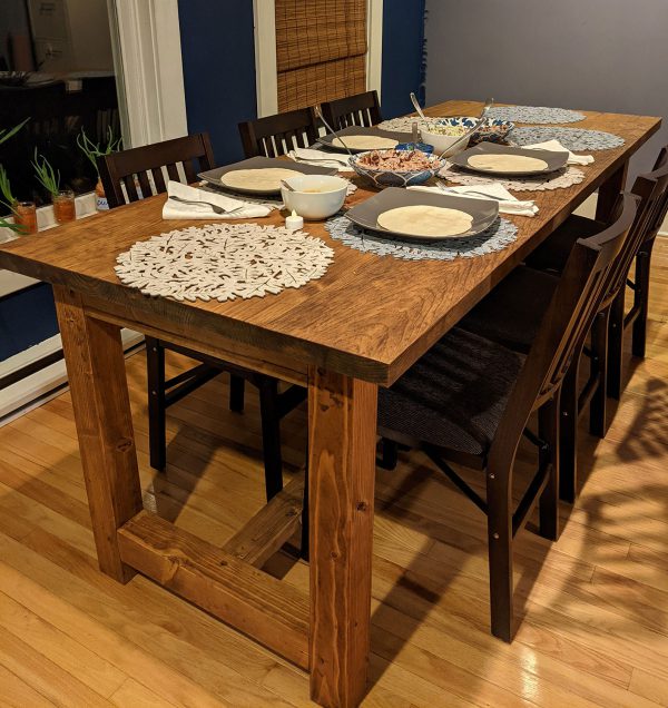 Rustic Farmer's Solid White Oak Dining Table