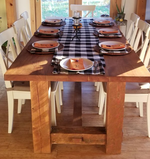 Rustic Farmer's Solid White Oak Dining Table