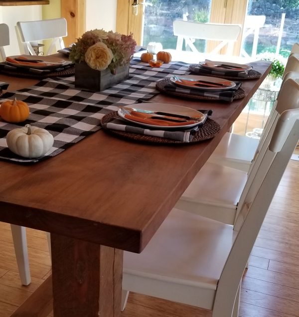 Rustic Farmer's Solid White Oak Dining Table