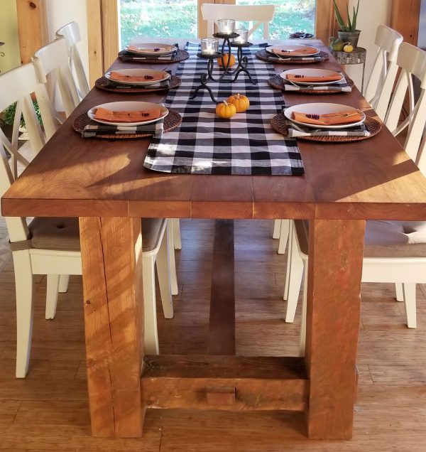 Rustic Farmer's Solid White Oak Dining Table