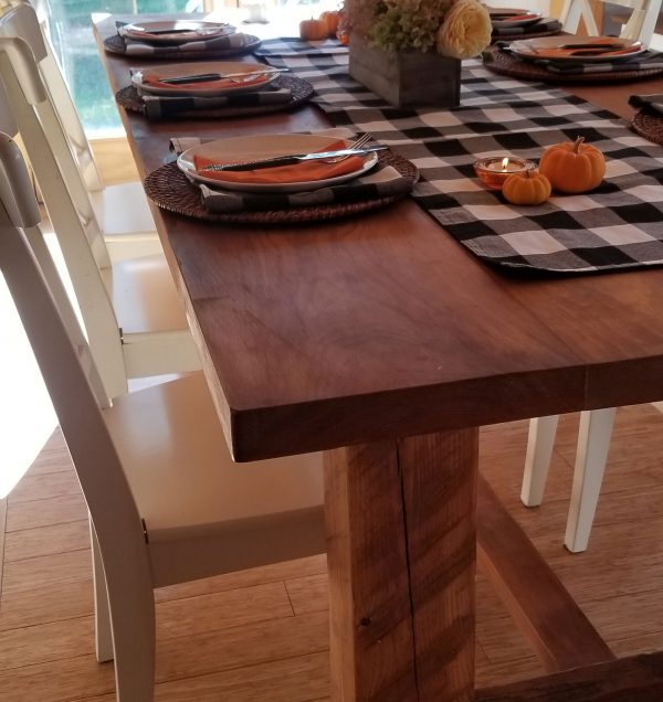 Rustic Farmer's Solid White Oak Dining Table